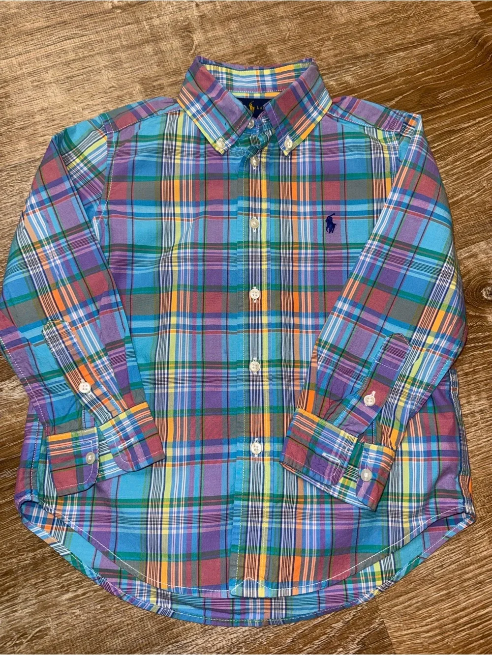 Ralph Lauren Little Boy’s (size 4) Colorful  Plaid Button-Down Shirt